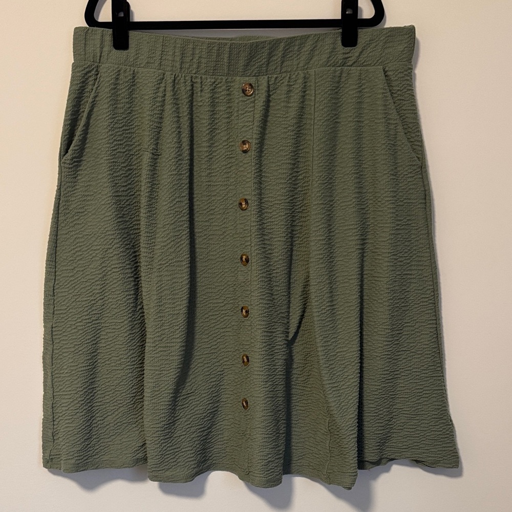 Torrid Olive Green Button-Front Midi Skirt - 3X